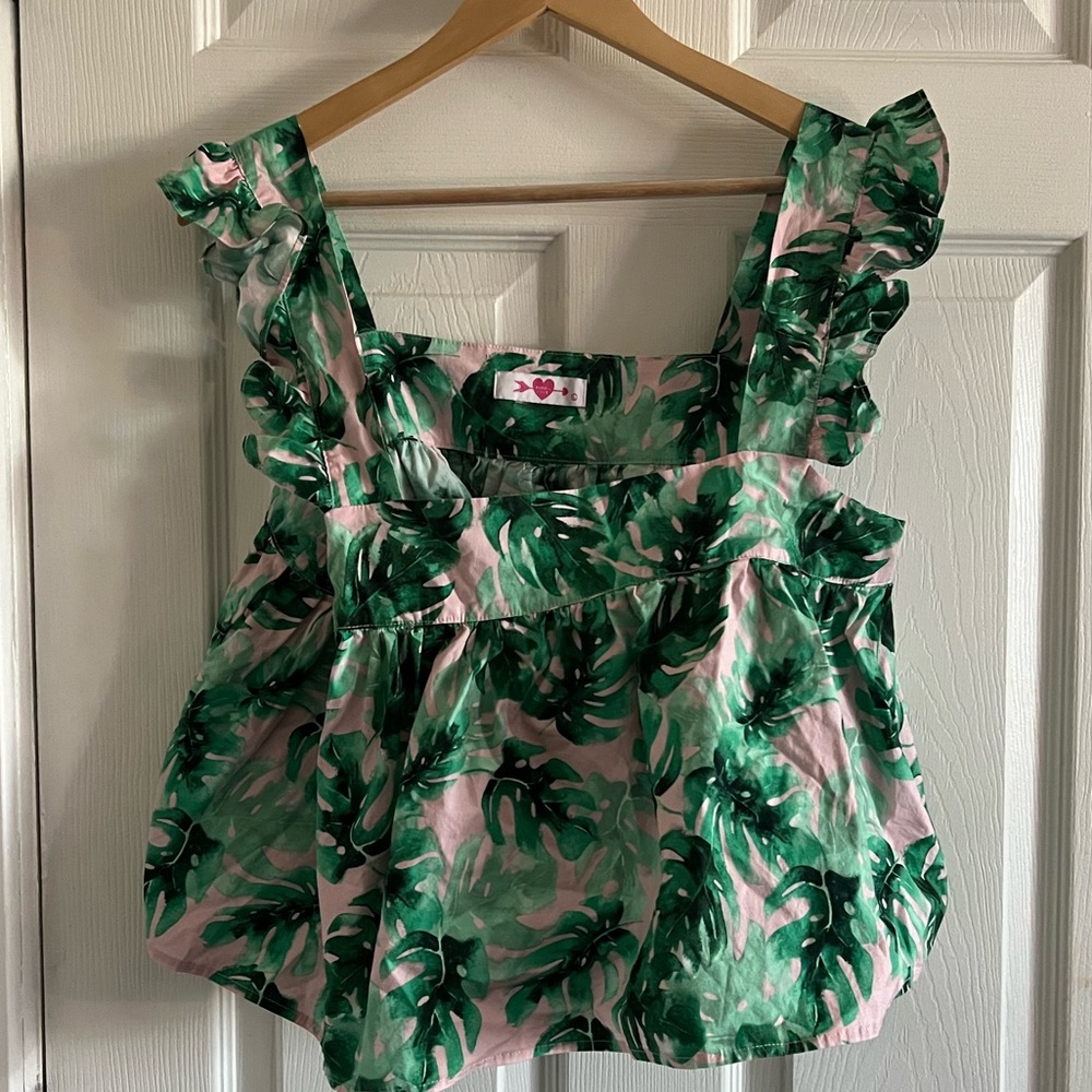 Buddy Love Swing Ruffle Top Palm Pattern